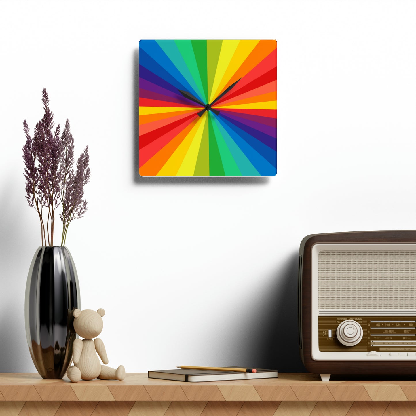 Rainbow Stripes Acrylic Wall Clock