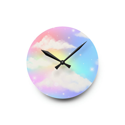 Unicorn Clouds Acrylic Wall Clock