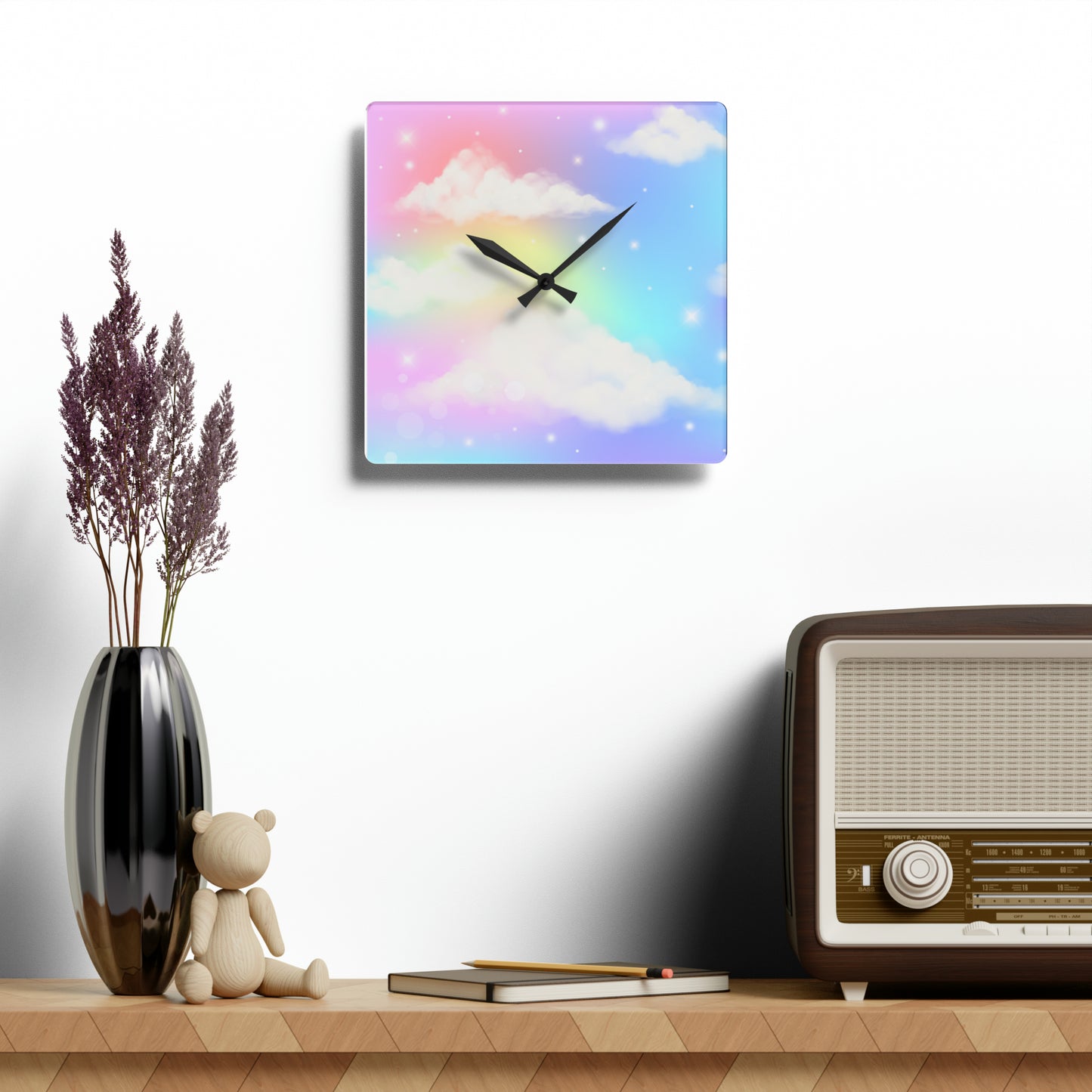 Unicorn Clouds Acrylic Wall Clock