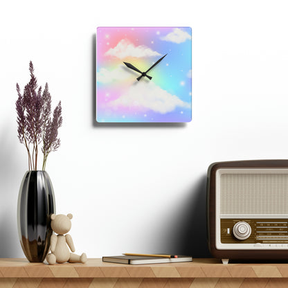 Unicorn Clouds Acrylic Wall Clock