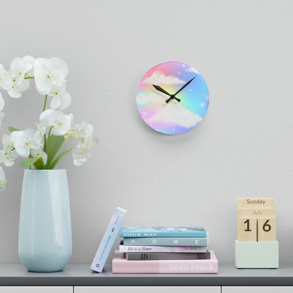 Unicorn Clouds Acrylic Wall Clock