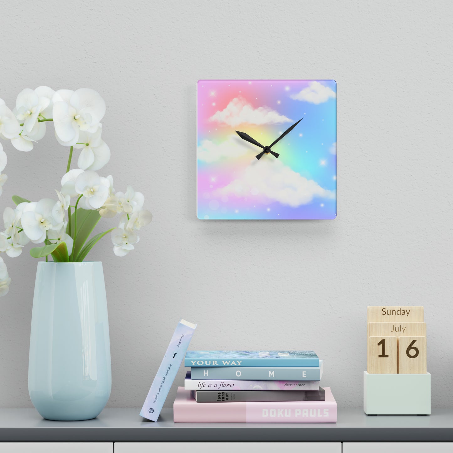 Unicorn Clouds Acrylic Wall Clock