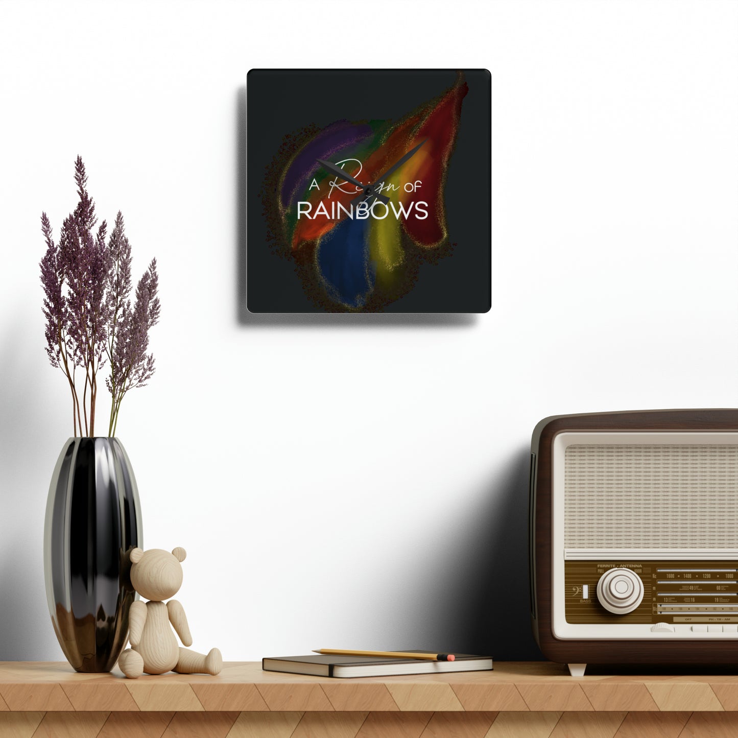 A Reign of Rainbows Acrylic Wall Clock