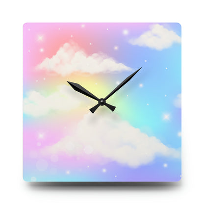 Unicorn Clouds Acrylic Wall Clock